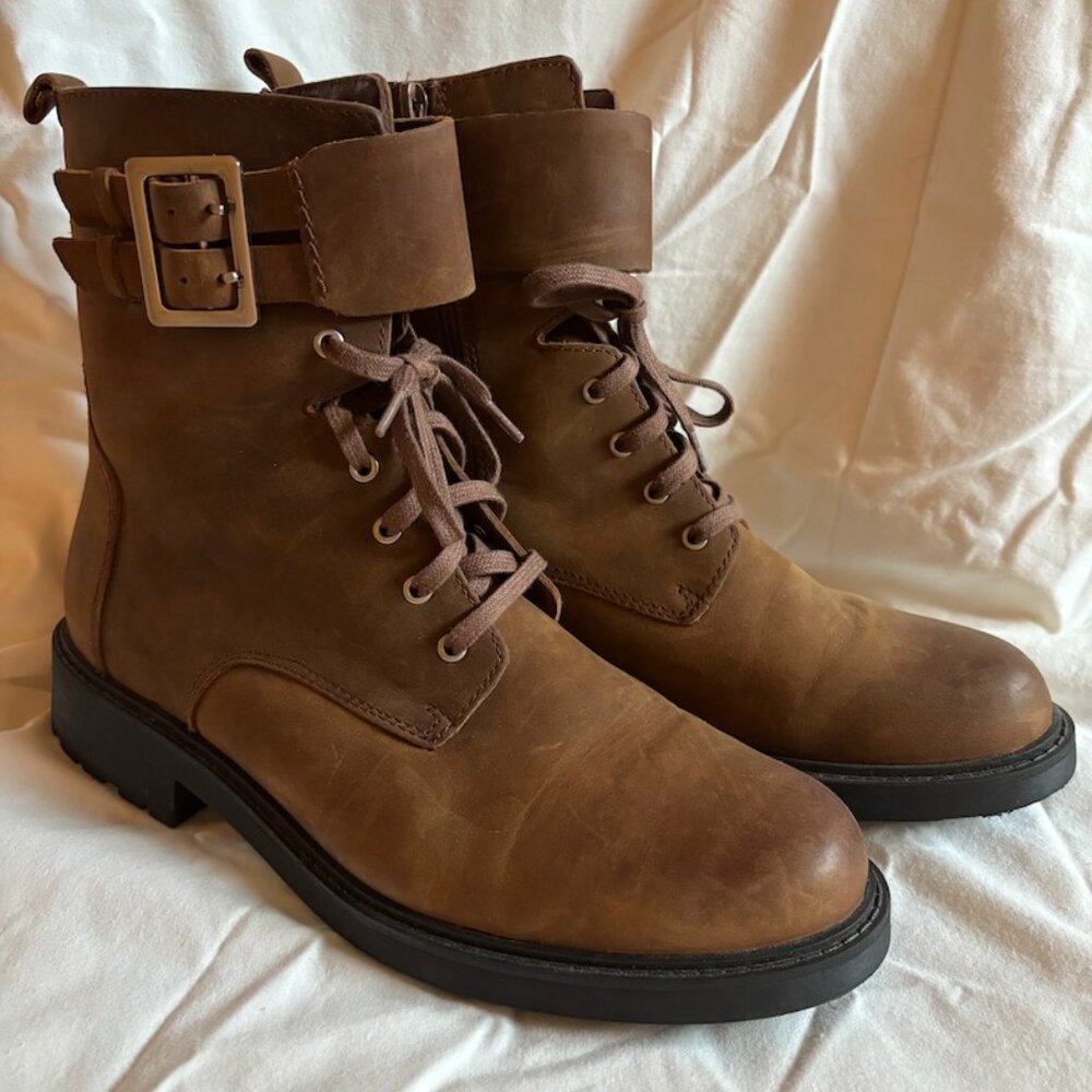 Clarks Orinoco 2 Lace Zip Leather Boots Womens Brown Snuff Leather